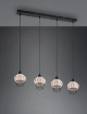 Immagine di Sospensione Lineare 4 Paralumi Reticolato Fibra Finitura Naturale Borka Trio Lighting