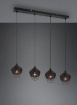 Immagine di Sospensione Lineare 4 Paralumi Reticolato Fibra Finitura Nero Borka Trio Lighting