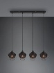 Immagine di Sospensione Lineare 4 Paralumi Reticolato Fibra Finitura Nero Borka Trio Lighting