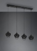 Immagine di Sospensione Lineare 4 Paralumi Reticolato Fibra Finitura Nero Borka Trio Lighting