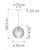 Immagine di Sospensione Boccia Sfera Vetro Ondulato Trasparente Diam. 33 cm