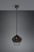 Immagine di Sospensione Nera Paralume Intreccio Fibra Naturale Borka Trio Lighting