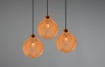 Immagine di Sospensione Rotonda 3 Luci con Paralumi Reticolato Rattan Naturale Sprout Trio Lighting