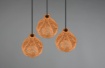 Immagine di Sospensione Rotonda 3 Luci con Paralumi Reticolato Rattan Naturale Sprout Trio Lighting