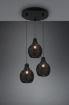 Immagine di Lampadario Rotondo Nero 3 Luci Paralumi Reticolato Fibra Naturale Sprout Trio Lighting