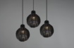 Immagine di Lampadario Rotondo Nero 3 Luci Paralumi Reticolato Fibra Naturale Sprout Trio Lighting