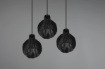 Immagine di Lampadario Rotondo Nero 3 Luci Paralumi Reticolato Fibra Naturale Sprout Trio Lighting