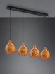 Immagine di Sospensione Lineare 4 Luci con Paralumi Reticolato Rattan Naturale Sprout Trio Lighting