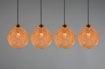 Immagine di Sospensione Lineare 4 Luci con Paralumi Reticolato Rattan Naturale Sprout Trio Lighting