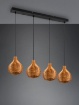 Immagine di Sospensione Lineare 4 Luci con Paralumi Reticolato Rattan Naturale Sprout Trio Lighting