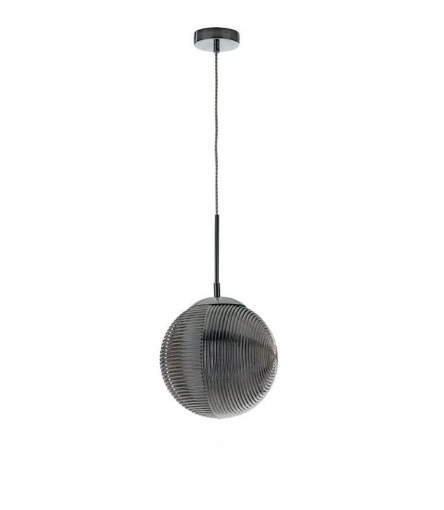 Immagine di Sospensione Boccia Design Sfera Vetro Rigato Fume Diam.25 cm