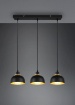 Immagine di Sospensione 3 Paralumi E27 Penisola Cucina Nero e Oro Punch Trio Lighting