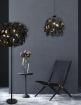 Immagine di Piantana 3 Luci Foglie Decorative Lavabili Nero e Oro Leavy Trio Lighting