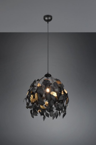 Immagine di Sospensione Decorativa Foglie Lavabili Leavy Nero e Oro Trio Lighting