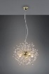 Immagine di Lampada a Sospensione 5 Luci Ottone con Gocce Decorative Effetto Cristallo Gloria Trio Lighting