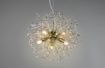 Immagine di Lampada a Sospensione 5 Luci Ottone con Gocce Decorative Effetto Cristallo Gloria Trio Lighting