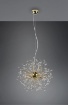 Immagine di Lampada a Sospensione 5 Luci Ottone con Gocce Decorative Effetto Cristallo Gloria Trio Lighting