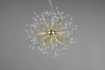 Immagine di Lampada a Sospensione 5 Luci Ottone con Gocce Decorative Effetto Cristallo Gloria Trio Lighting