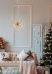 Immagine di Lampada a Sospensione 5 Luci Ottone con Gocce Decorative Effetto Cristallo Gloria Trio Lighting