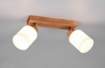 Immagine di Lampada Base Legno 2 Faretti Orientabili Paralume Vetro Bianco Assam Trio Lighting