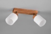 Immagine di Lampada Base Legno 2 Faretti Orientabili Paralume Vetro Bianco Assam Trio Lighting