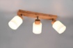 Immagine di Lampada Base Legno 3 Spots Orientabili Paralume Vetro Bianco Assam Trio Lighting