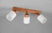 Immagine di Lampada Base Legno 3 Spots Orientabili Paralume Vetro Bianco Assam Trio Lighting