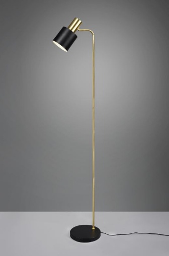 Immagine di Piantana Moderna Fusto Lineare Oro con Paralume e Base Nero Adam Trio Lighting