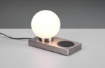 Immagine di Lampada da Comodino Decorativa Sfera Vetro e Base Ricarica Induttiva Smartphone Chloe Nichel Trio Lighting