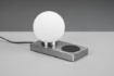 Immagine di Lampada da Comodino Decorativa Sfera Vetro e Base Ricarica Induttiva Smartphone Chloe Nichel Trio Lighting