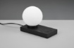 Immagine di Lampada Decorativa da Comodino Sfera Vetro Bianco e Base Nera con Ricarica Induttiva Smartphone Chloe Trio Lighting