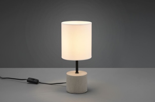 Immagine di Lumetto Base Calcestruzzo Paralume Tessuto Bianco Ben Trio Lighting