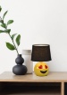 Immagine di Simpatico Lumetto Base Ceramica Smile Cuoricini e Paralume Nero Loveley Trio Lighting