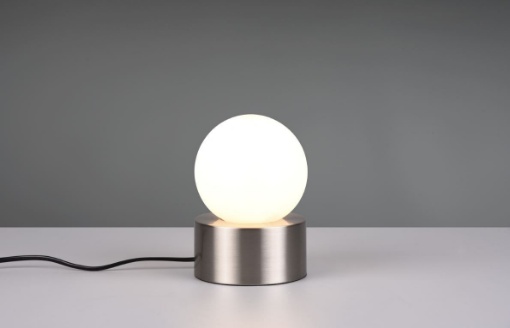 Immagine di Lumetto Comodino Countess Nichel e Sfera Vetro Bianco Trio Lighting