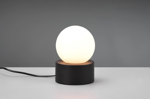 Immagine di Lumetto Comodino Countess Nero e Sfera Vetro Bianco Trio Lighting