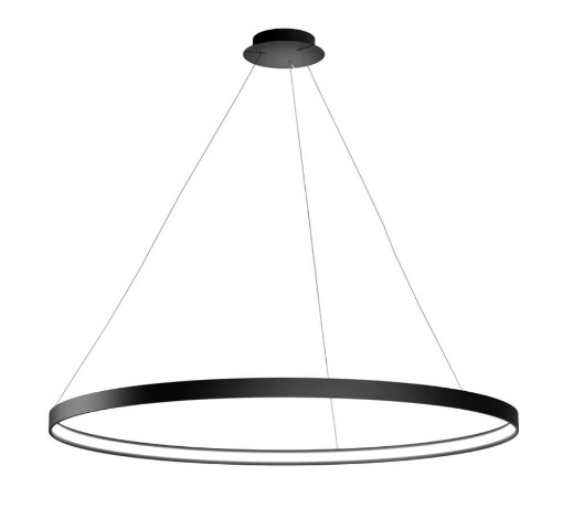 Immagine di Lampadario Cerchio Luminoso Led 85w 3000k Nero 109 cm Anello Sforzin