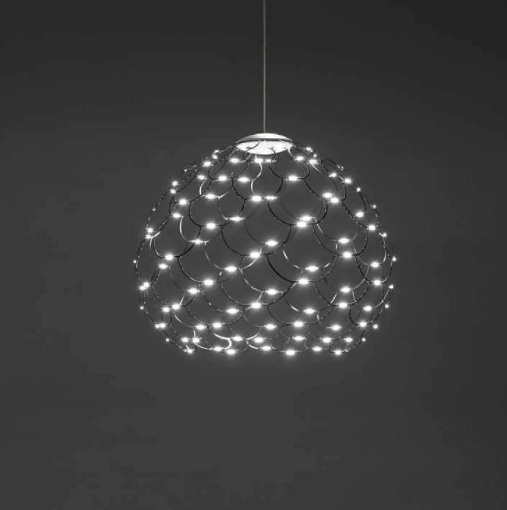 Immagine di Lampadario Metallo Traforato Led 49w Nickel Nero 40 cm Lamoi Sforzin