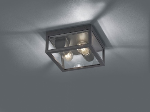 Immagine di Plafoniera Da Esterno IP44 Garonne Antracite 2xE27 Trio Lighting