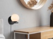 Immagine di Applique da Parete Nero Paralume Sfera Vetro Bianco Pure Trio Lighting