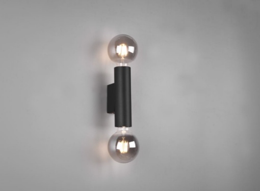 Immagine di Applique Minimal Cilindro Nero Doppia Emissione E27 Vannes Trio Lighting