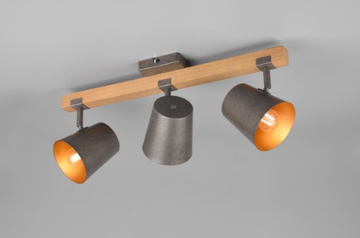 Immagine di Lampada Base Legno 3 Spots Orientabili Metallo Nichel Anticato Bell Trio Lighting