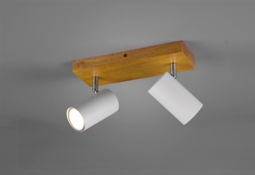 Immagine di Faretto Legno Marley 2 Spot GU10 Bianco L26 cm Trio Lighting