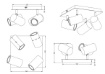 Immagine di Faretto Marley Piastra Quadrata Oro 4 Spot Cilindrici Neri Orientabili Trio Lighting