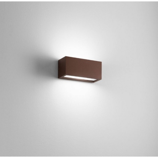 Immagine di Applique Per Esterno Rettangolare 25cm Luce Sopra Sotto Corten IP54 1xE27