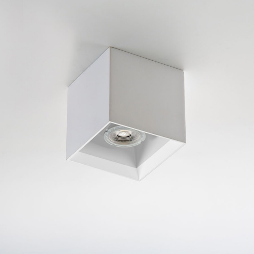 Immagine di Faretto In Gesso Plafone Cubo Aperto Bianco Pitturabile Led GU10 Isyluce 824