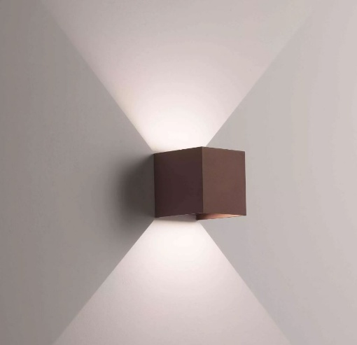 Immagine di Applique Cubo Corten Led 6w IP54 Luce Regolabile Interno Esterno Isyluce 916C-21