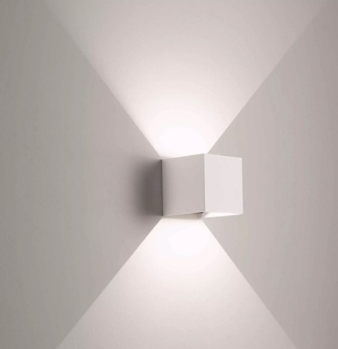 Immagine di Applique Cubo Led 16w Bianco IP54 Luce Sopra e Sotto Regolabile Interno Esterno Isyluce 516-21