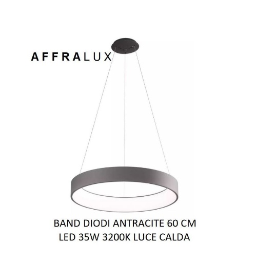 Immagine di Lampadario a Led Rotondo Band Diodi 60 cm Antracite 35w 3200k 2049G Affralux