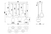 Immagine di Lampadario Design 6 Paralumi Vetro Fumé Diverse Forme Lumina Trio Lighting