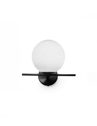 Immagine di Applique Moderna Metallo Nero Con Sfera Bianca 20 cm Jugen Black Edition Miloox